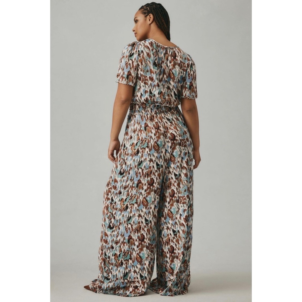 Anthropologie Somerset Jumpsuit Print 1X Abstract Boho Wide Leg Breezy - Picture 2 of 11